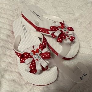 Handcrafted flips flops old navy children size 12-13